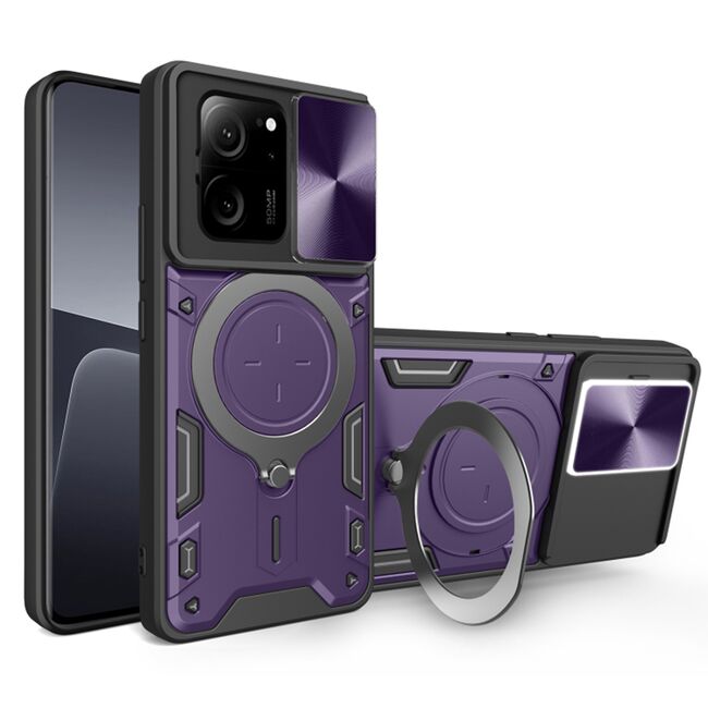 Husa pentru Xiaomi 13T / 13T Pro cu protecție pentru cameră și suport magnetic integrat Ring Shockproof, mov
