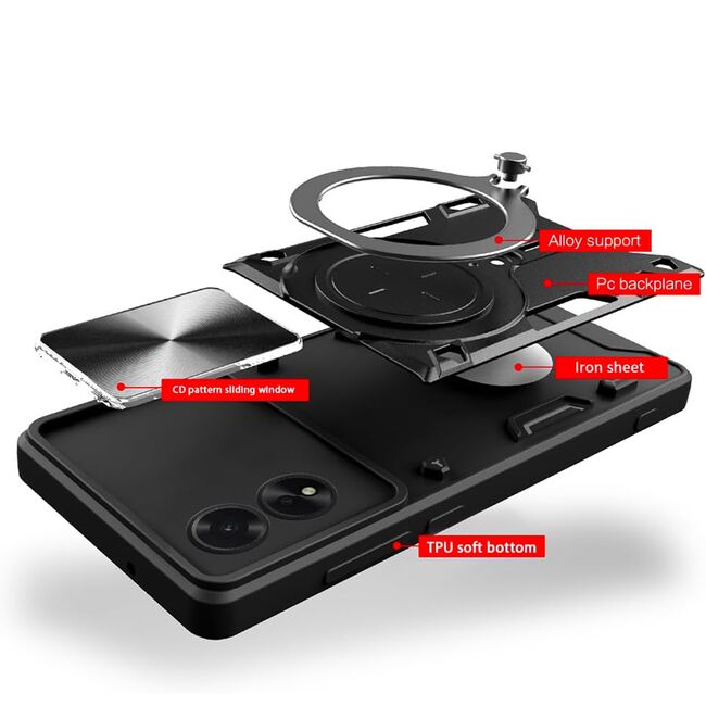 Husa pentru Xiaomi Redmi 13 cu protecție pentru cameră și suport magnetic integrat Ring Shockproof, albastru