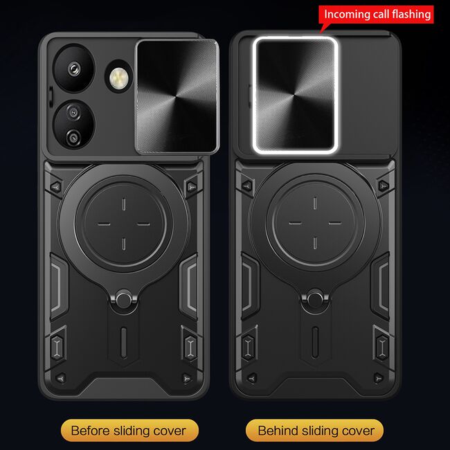 Husa pentru Xiaomi Redmi 13C 4G cu protecție pentru cameră și suport magnetic integrat Ring Shockproof, albastru