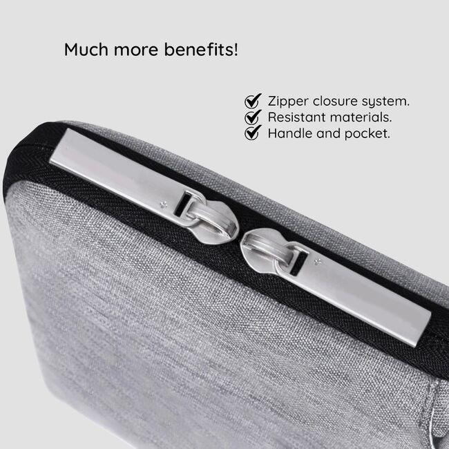 Geanta pentru laptop 13 - 14 inch MacBook, Microsoft, Dell, HP, Lenovo, eleganta si subtire, protectie sporita, gri