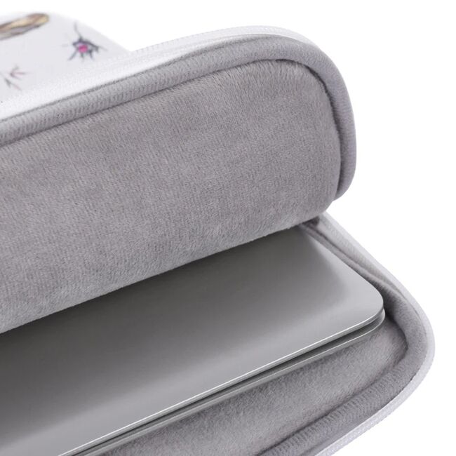 Husa pentru laptop 13-14 inch, eleganta si subtire, compartimente multiple, alb floral