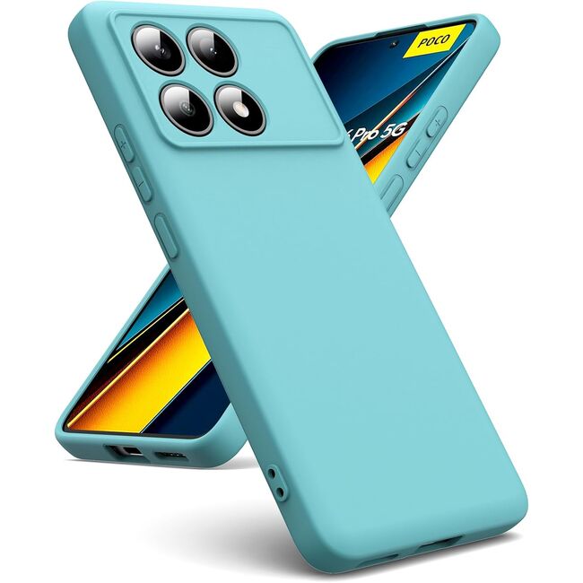 Husa pentru Poco X6 Pro Liquid Silicone, subțire, captusita cu microfibra, anti amprentă, protectie cameră foto, turcoaz