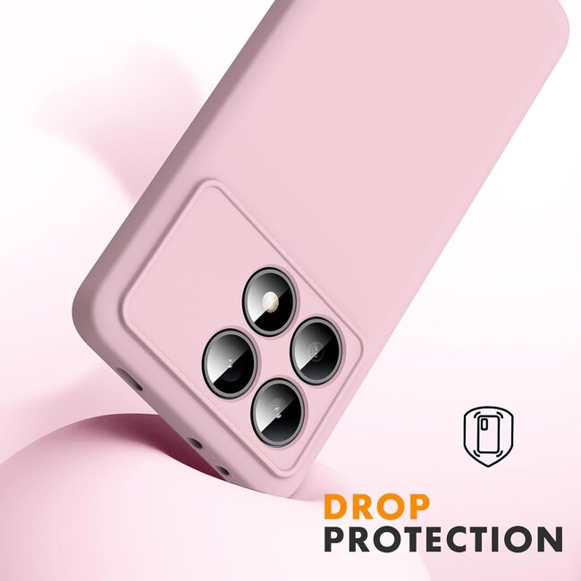 Husa pentru Poco X6 Pro Liquid Silicone, subțire, captusita cu microfibra, anti amprentă, protectie cameră foto, roz