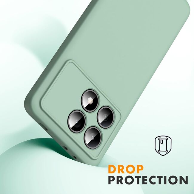 Husa pentru Poco X6 Pro Liquid Silicone, subțire, captusita cu microfibra, anti amprentă, protectie cameră foto, verde