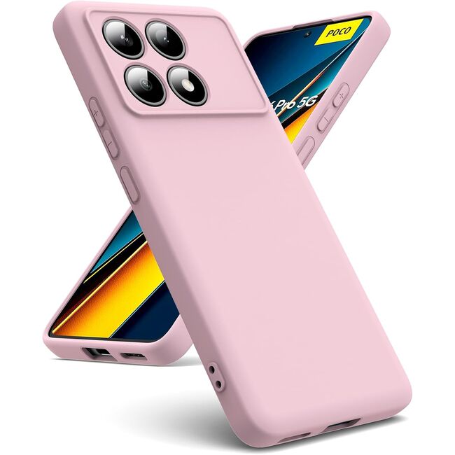 Husa pentru Poco X6 Pro Liquid Silicone, subțire, captusita cu microfibra, anti amprentă, protectie cameră foto, roz