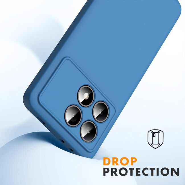 Husa pentru Poco X6 Pro Liquid Silicone, subțire, captusita cu microfibra, anti amprentă, protectie cameră foto, albastru