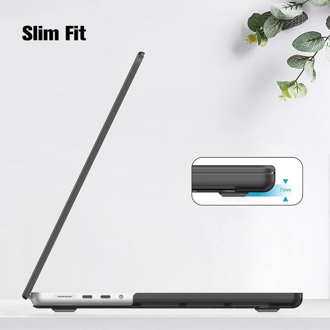 Carcasa pentru Macbook Pro 14 inch (2023/2022/2021) M1 / M2 / M3 Pro / Max Hard Shell Frost, negru mat