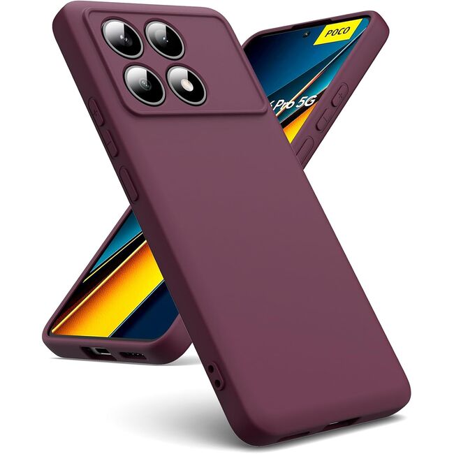 Husa pentru Poco X6 Pro Liquid Silicone, subțire, captusita cu microfibra, anti amprentă, protectie cameră foto, burgundy