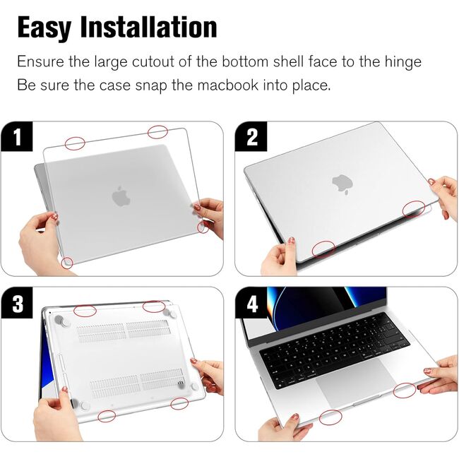 Carcasa pentru Macbook Pro 14 inch (2023/2022/2021) M1 / M2 / M3 Pro / Max Hard Shell Frost, transparent mat