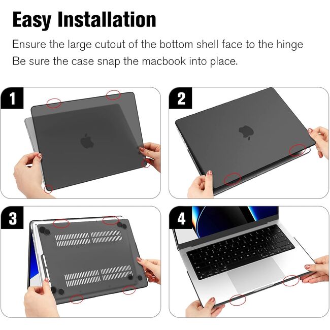 Carcasa pentru Macbook Pro 14 inch (2023/2022/2021) M1 / M2 / M3 Pro / Max Hard Shell Frost, negru mat