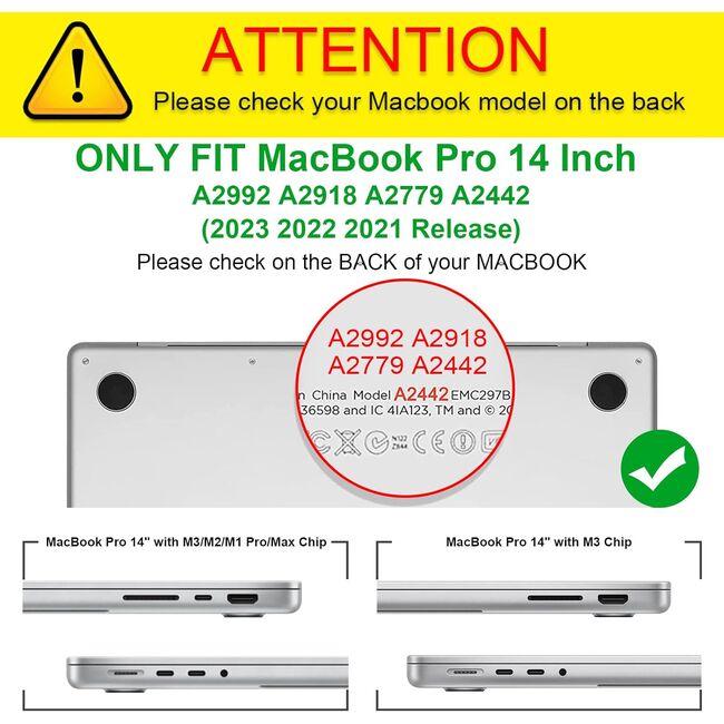 Carcasa pentru Macbook Pro 14 inch (2023/2022/2021) M1 / M2 / M3 Pro / Max Hard Shell Frost, negru mat