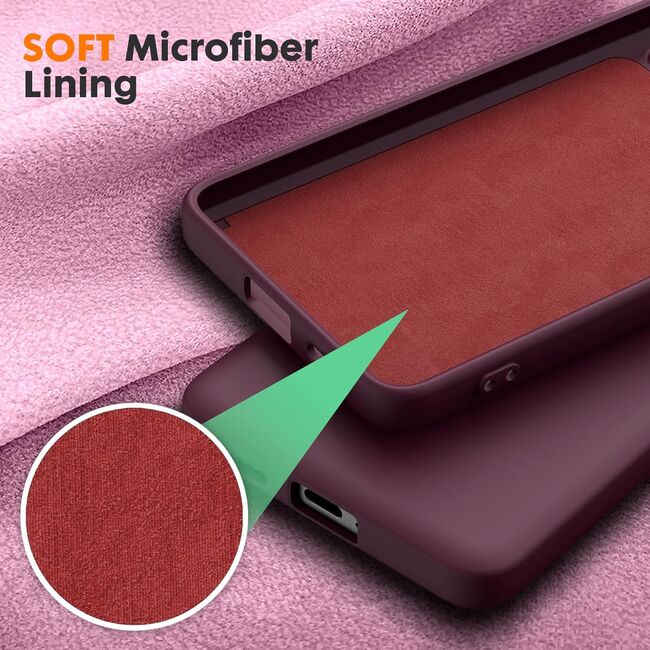 Husa pentru Poco X6 Pro Liquid Silicone, subțire, captusita cu microfibra, anti amprentă, protectie cameră foto, burgundy