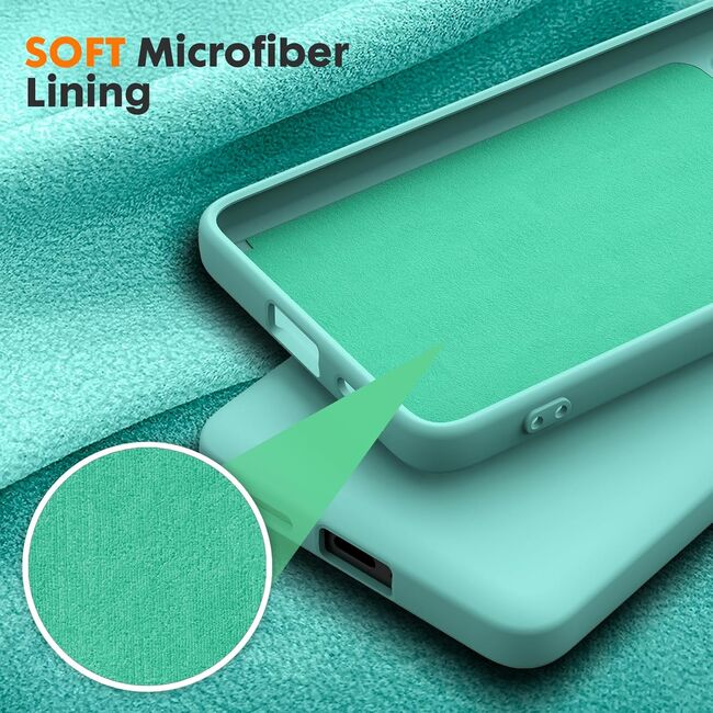 Husa pentru Poco X6 Pro Liquid Silicone, subțire, captusita cu microfibra, anti amprentă, protectie cameră foto, verde deschis