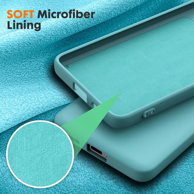 Husa pentru Poco X6 Pro Liquid Silicone, subțire, captusita cu microfibra, anti amprentă, protectie cameră foto, turcoaz