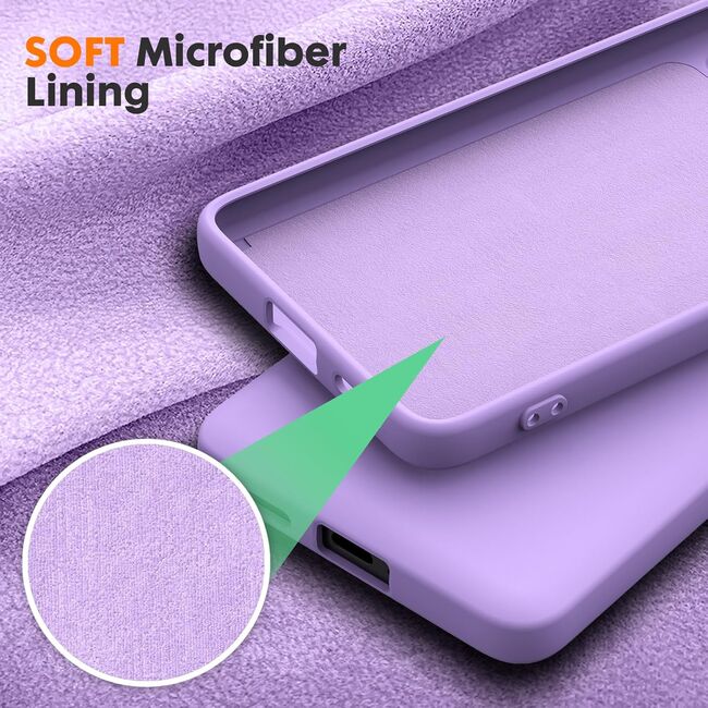 Husa pentru Poco X6 Pro Liquid Silicone, subțire, captusita cu microfibra, anti amprentă, protectie cameră foto, mov
