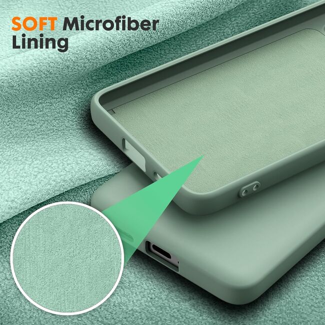 Husa pentru Poco X6 Pro Liquid Silicone, subțire, captusita cu microfibra, anti amprentă, protectie cameră foto, verde