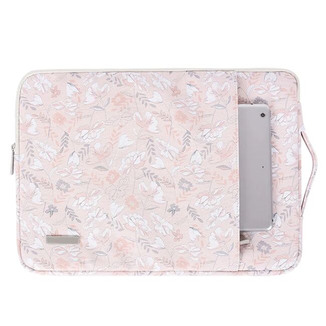 Husa pentru laptop 13-14 inch, eleganta si subtire, compartimente multiple, roz crem