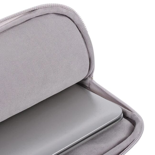 Geanta pentru laptop 13 - 14 inch MacBook, Microsoft, Dell, HP, Lenovo, eleganta si subtire, protectie sporita, bej