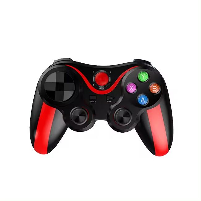 Controller Wireless cu suport pentru telefon, gamepad compatibil Android, iOS, Bluetooth, 400 mAh, rosu / negru