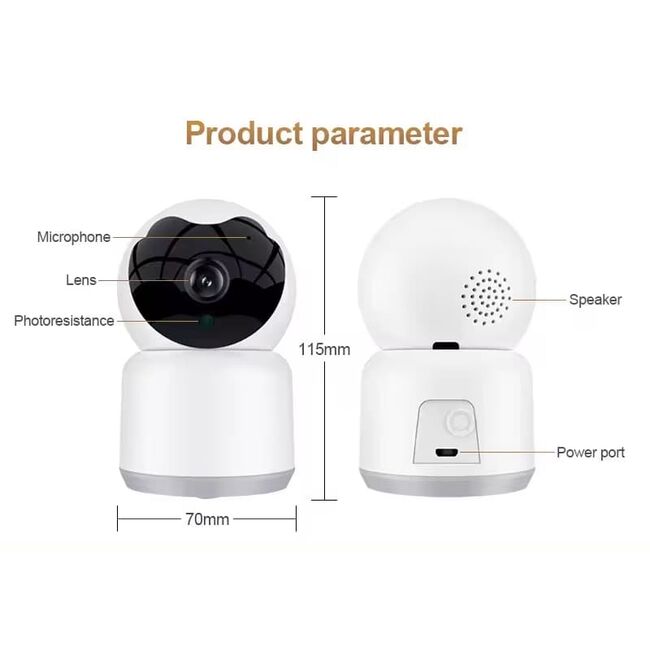 Baby Monitor Wireless FHD Multi-user, monitorizare video - audio bebelusi bidirectional cu monitorizare temperatura, cu aplicatie telefon, IR Night Vision, detectare sunete si miscare, Pan 355° Tilt 80°, 4 cantece de leagan, alb