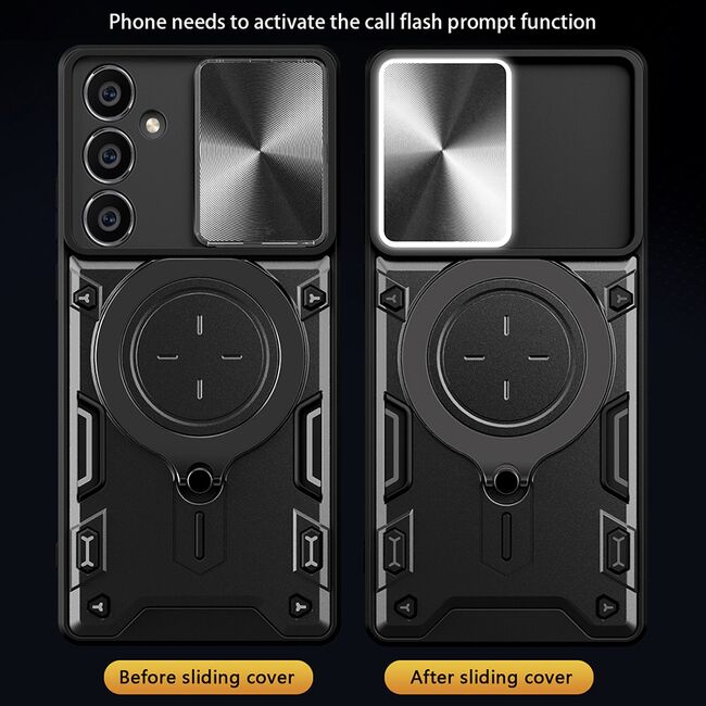 Husa pentru  Samsung Galaxy S23 FE cu protecție pentru cameră și suport magnetic integrat Ring Shockproof, mov