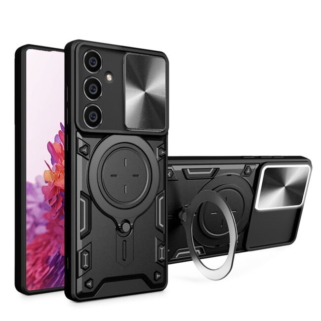 Husa pentru  Samsung Galaxy S23 FE cu protecție pentru cameră și suport magnetic integrat Ring Shockproof, negru