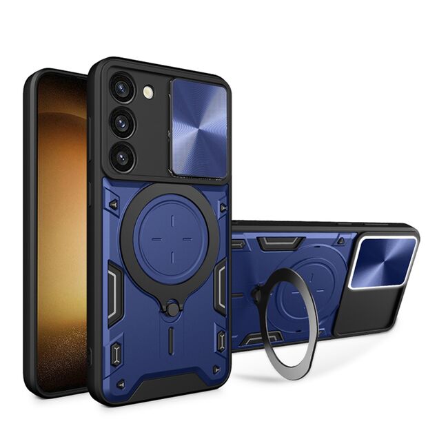 Husa pentru  Samsung Galaxy S23 Plus  cu protecție pentru cameră și suport magnetic integrat Ring Shockproof, albastru