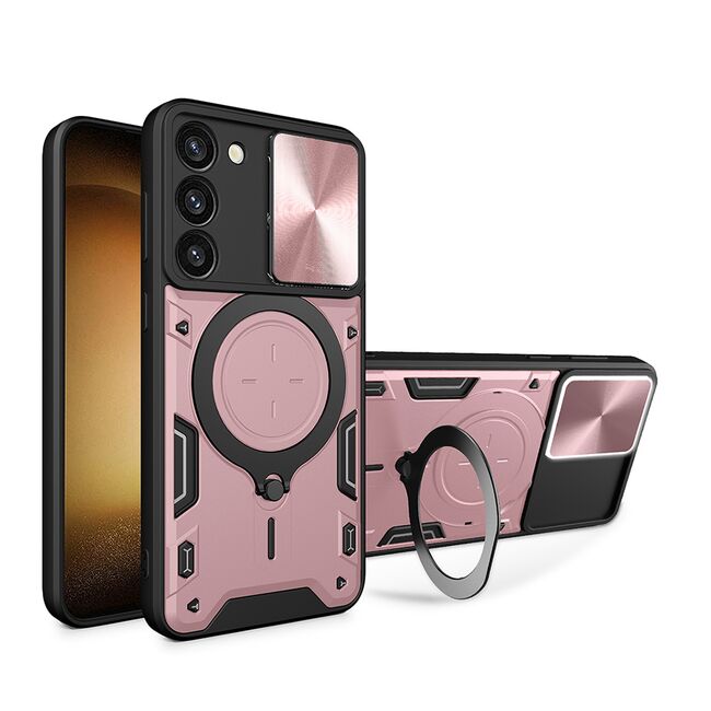 Husa pentru  Samsung Galaxy S23 Plus  cu protecție pentru cameră și suport magnetic integrat Ring Shockproof, rose gold