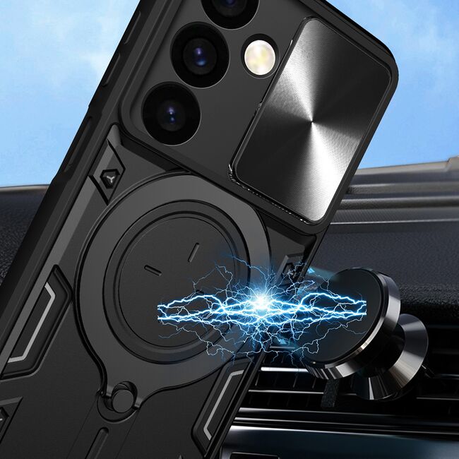 Husa pentru  Samsung Galaxy S24+ Plus cu protecție pentru cameră și suport magnetic integrat Ring Shockproof, rose gold