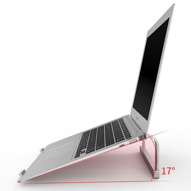 Suport Ergonomic Reglabil ULS100 din Aluminiu – Stand Laptop Universal până la 16", Design Pliabil, Răcire Eficientă, Antiderapant, argintiu