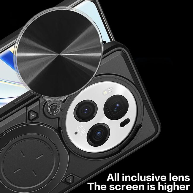 Husa pentru Honor Magic 6 Pro cu protecție pentru cameră și suport magnetic integrat Ring Shockproof, negru