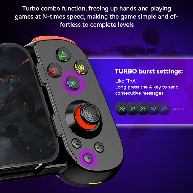 Gamepad Wireless Bluetooth 400mAh, Techsuit D6 DP, negru