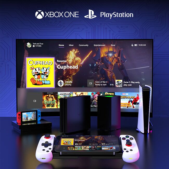 GamePad Controller Gaming Wireless pentru telefon Android, iOS, PC, PS, Bluetooth 5.0, 400 mAh, alb