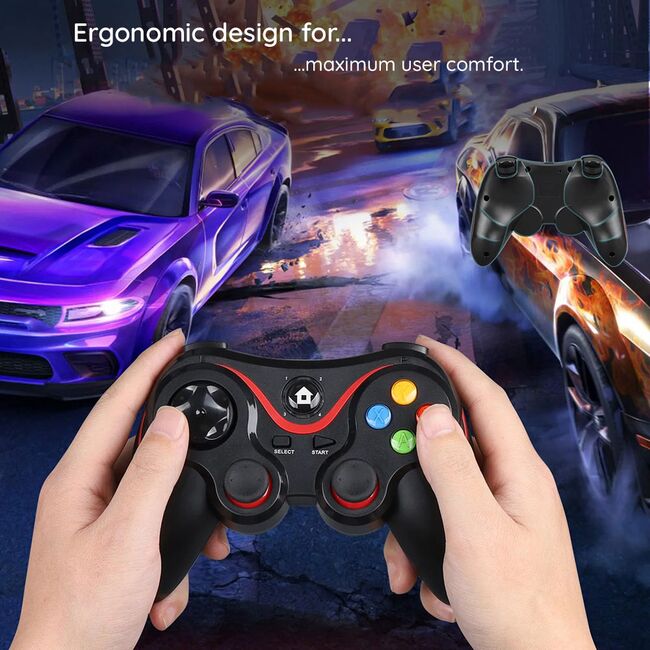 Gamepad Wireless Bluetooth 400mAh, Techsuit V8, rosu