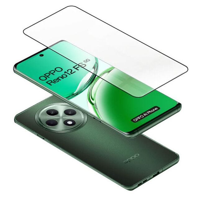 Folie sticla pentru Oppo Reno 12F,  Reno 12FS 111d Full Cover / Full Glue tempered glass - margini negre