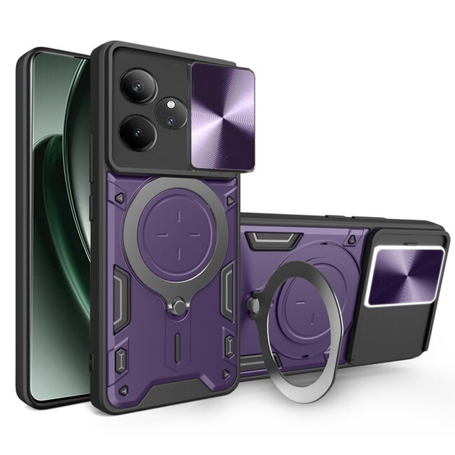 Husa pentru   Realme GT 6 / GT 6T cu protecție pentru cameră și suport magnetic integrat Ring Shockproof, mov