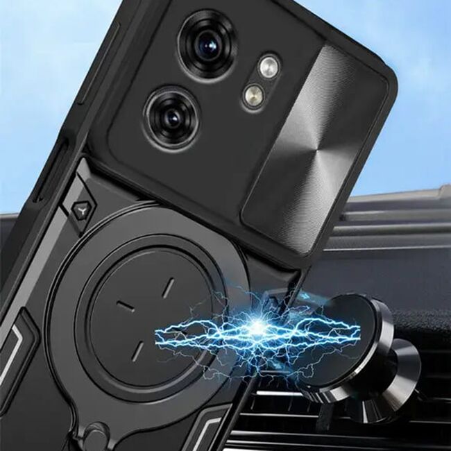 Husa pentru  Motorola Edge 40 NEO cu protecție pentru cameră și suport magnetic integrat Ring Shockproof, rose gold