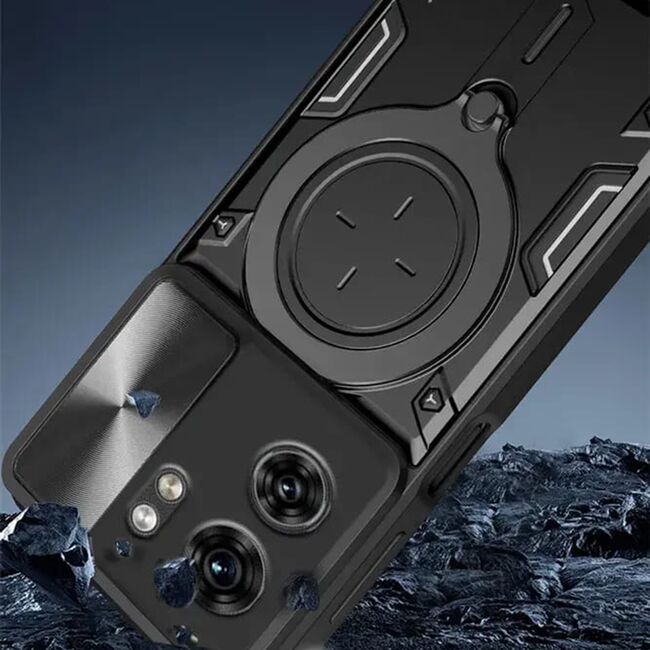Husa pentru  Motorola Edge 40 NEO cu protecție pentru cameră și suport magnetic integrat Ring Shockproof, rose gold