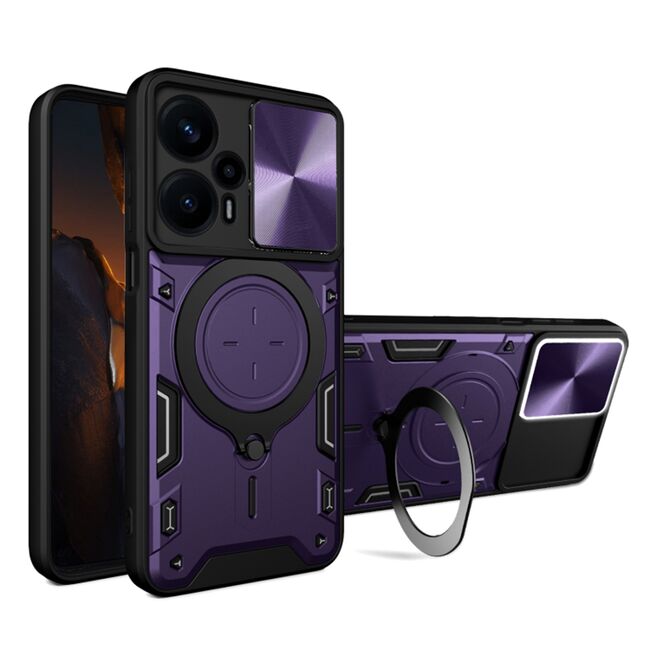 Husa pentru  Motorola Moto G13 cu protecție pentru cameră și suport magnetic integrat Ring Shockproof, mov