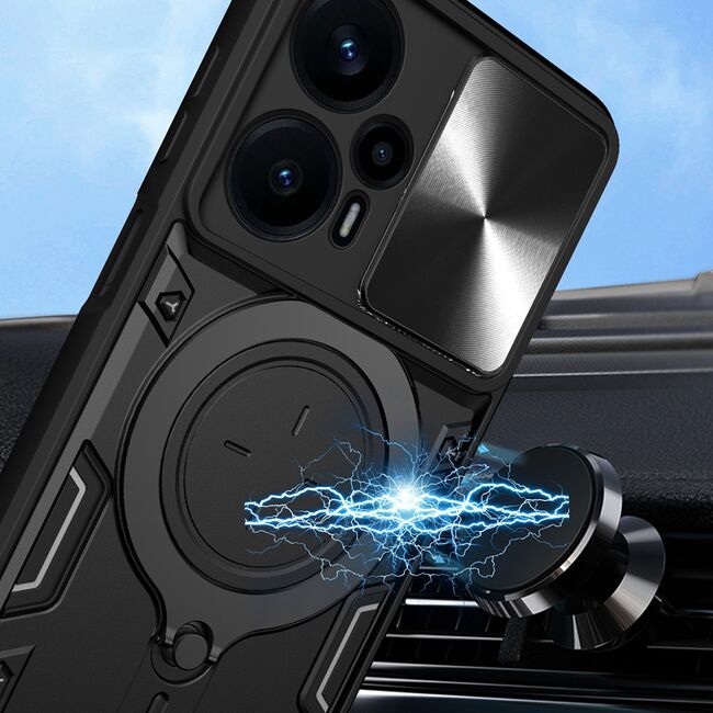Husa pentru  Motorola Moto G13 cu protecție pentru cameră și suport magnetic integrat Ring Shockproof, rosu