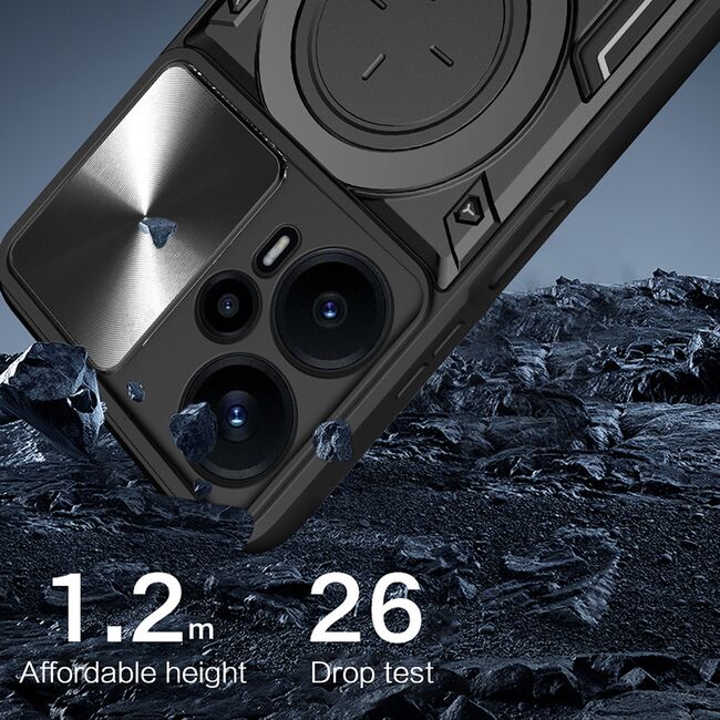 Husa pentru  Motorola Moto G13 cu protecție pentru cameră și suport magnetic integrat Ring Shockproof, rosu