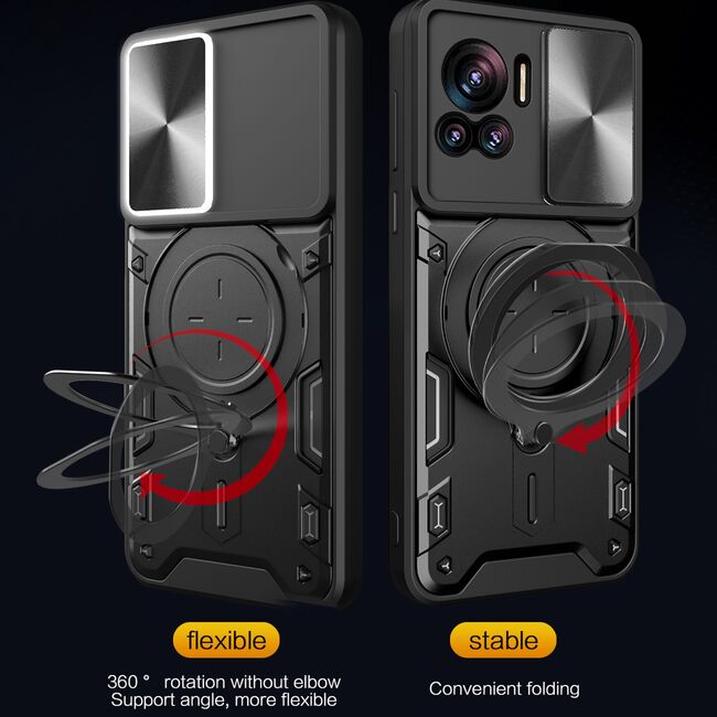 Husa pentru  Motorola Moto G54, G54 Power Edition cu protecție pentru cameră și suport magnetic integrat Ring Shockproof, rosu