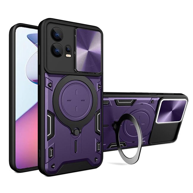 Husa pentru  Motorola Moto G72 cu protecție pentru cameră și suport magnetic integrat Ring Shockproof, mov