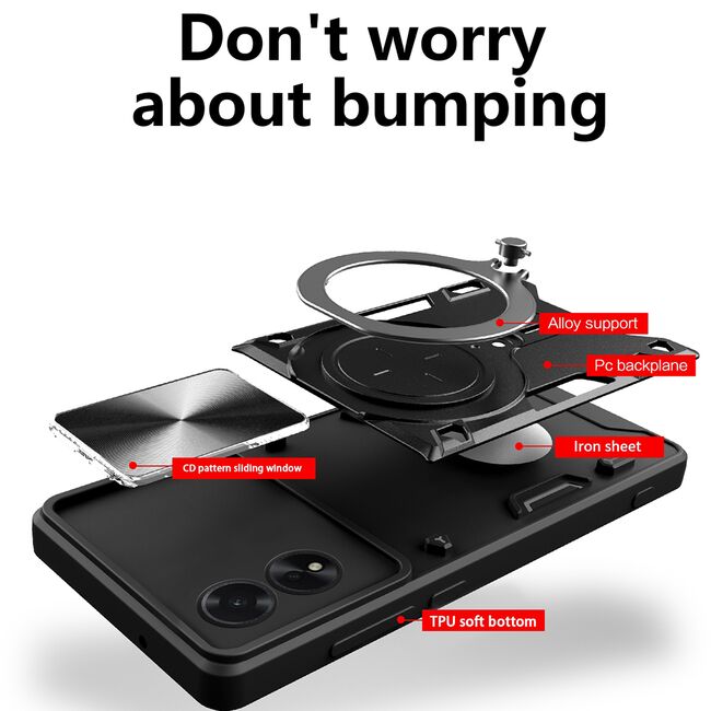 Husa pentru  Motorola Moto G84 cu protecție pentru cameră și suport magnetic integrat Ring Shockproof, mov