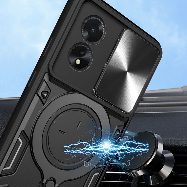 Husa pentru  Motorola Moto G84 cu protecție pentru cameră și suport magnetic integrat Ring Shockproof, mov