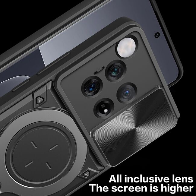 Husa pentru  OnePlus 12 cu protecție pentru cameră și suport magnetic integrat Ring Shockproof, albastru