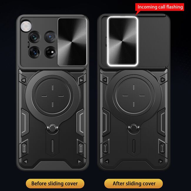 Husa pentru  OnePlus 12 cu protecție pentru cameră și suport magnetic integrat Ring Shockproof, albastru