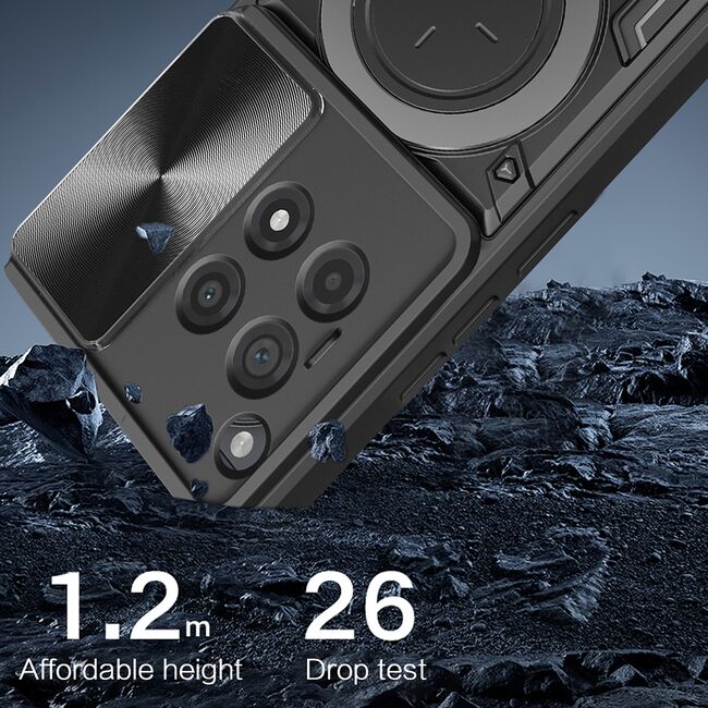 Husa pentru  OnePlus 12R cu protecție pentru cameră și suport magnetic integrat Ring Shockproof, albastru
