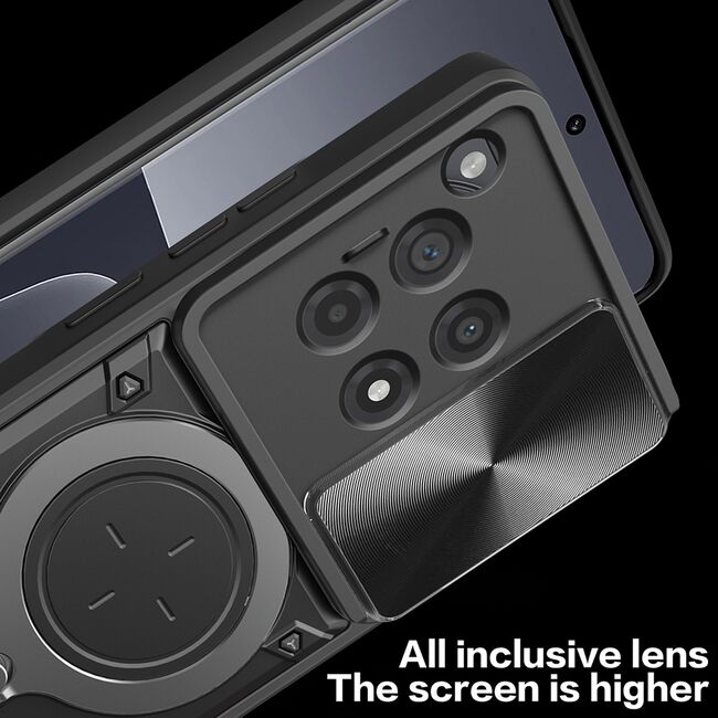 Husa pentru  OnePlus 12R cu protecție pentru cameră și suport magnetic integrat Ring Shockproof, albastru