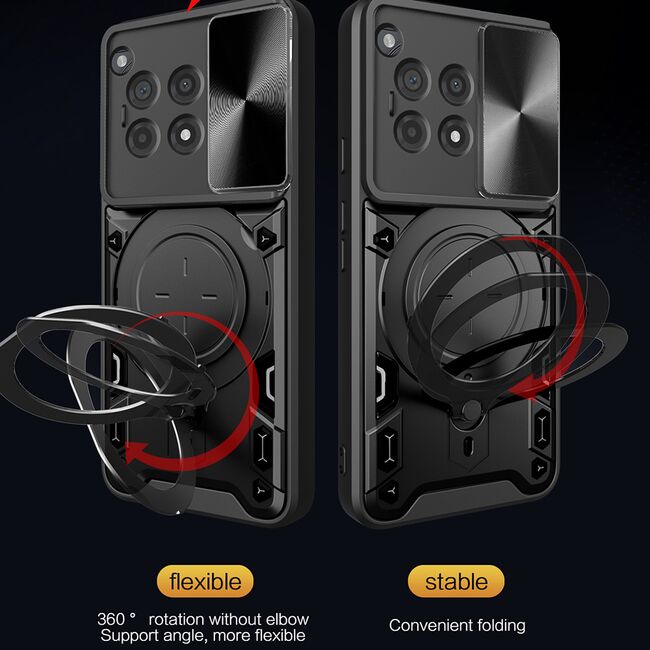 Husa pentru  OnePlus 12R cu protecție pentru cameră și suport magnetic integrat Ring Shockproof, albastru